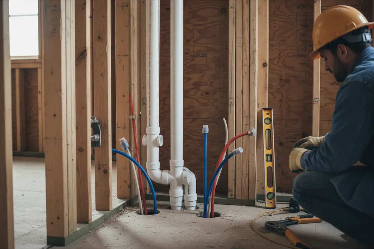 Drain and supply rough-in during Sump Pump Repair in Milton